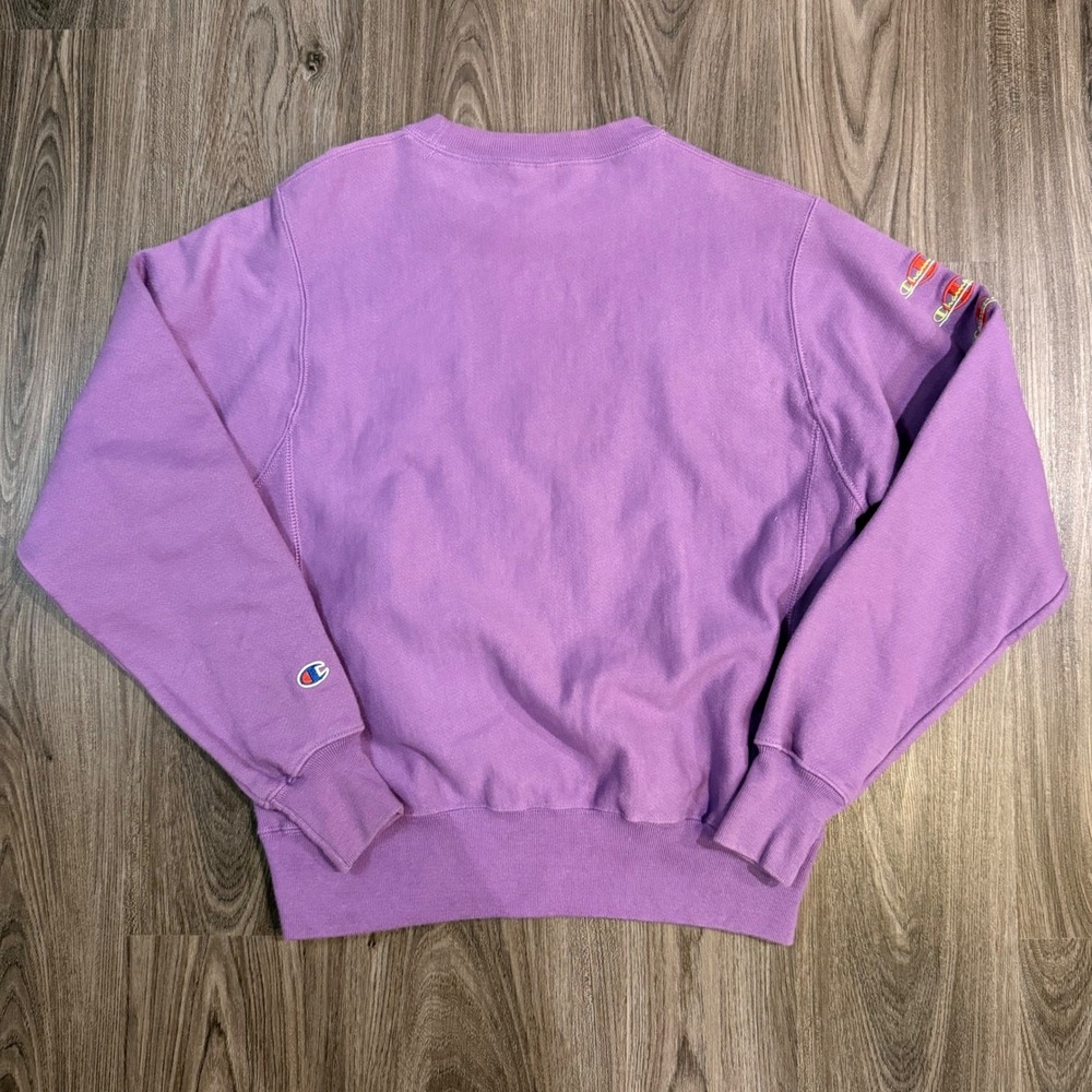 Champion Reverse Weave Purple Crewneck Sweatshirt Small Embroidered Spellout - Picture 2 of 7